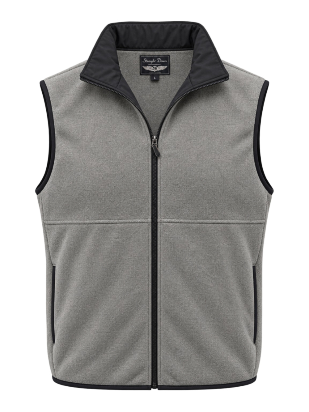 Men's Straight Down Fleece Vest Grey Black Size L
309